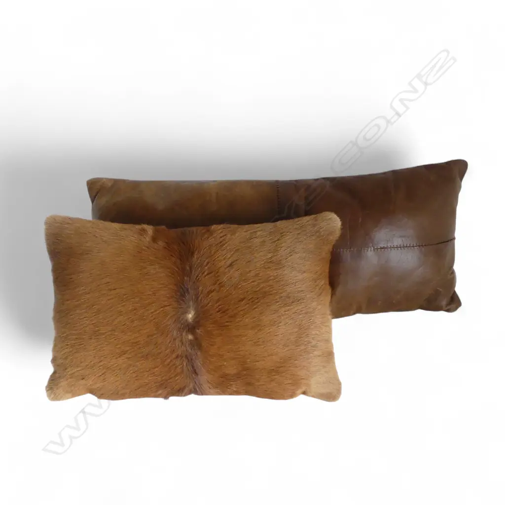 2 LEATHER CUSHIONS stitching loose to one Image 1++