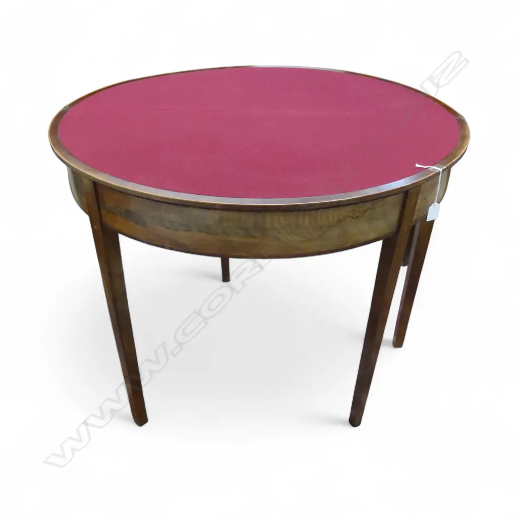 ANTIQUE DEMI LUNE FOLD OVER TOP CARD TABLE 910x460x710mm Image 1++