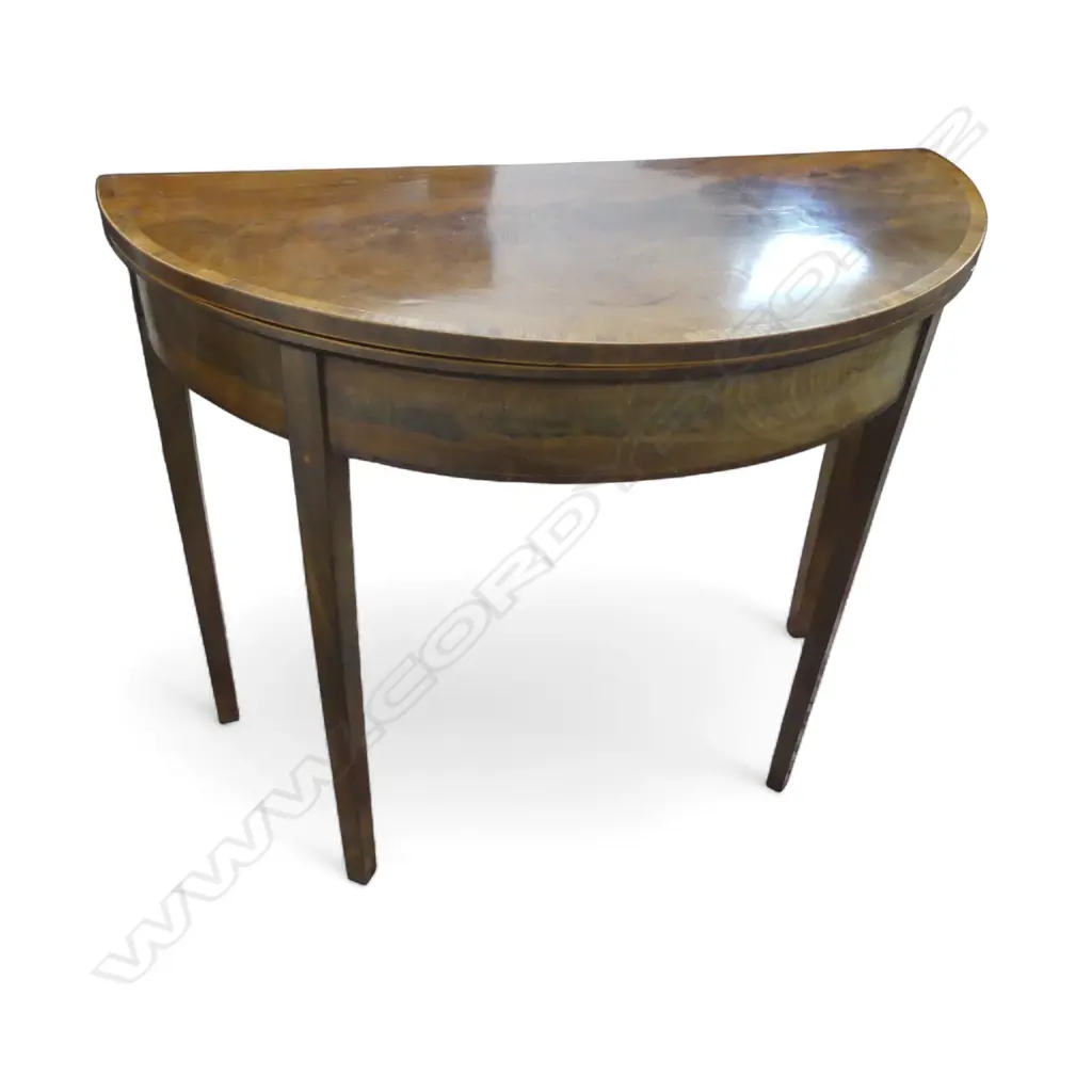 ANTIQUE DEMI LUNE FOLD OVER TOP CARD TABLE 910x460x710mm Image 1++