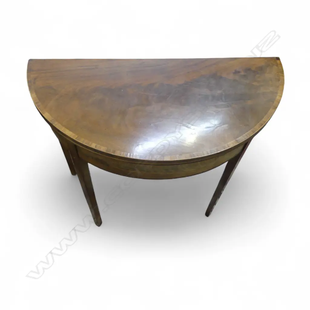 ANTIQUE DEMI LUNE FOLD OVER TOP CARD TABLE 910x460x710mm Image 1++