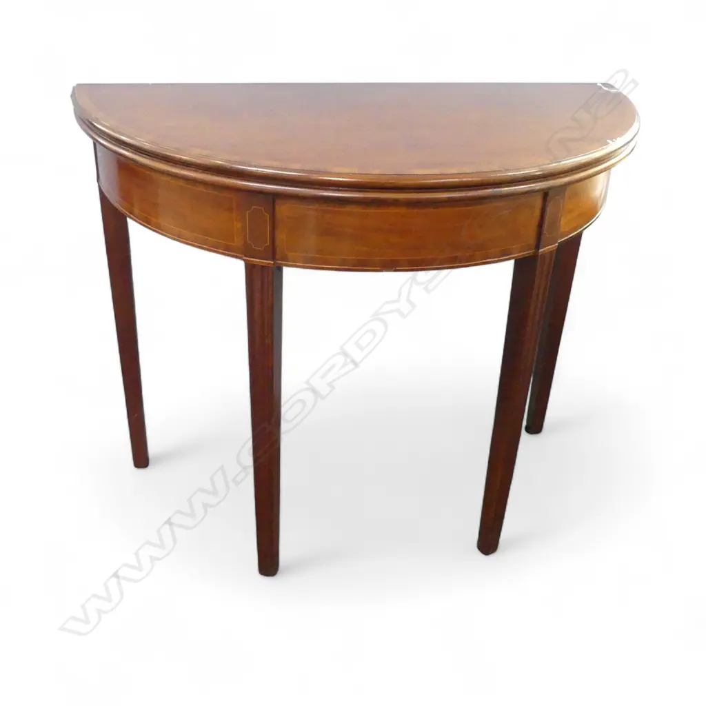 ANTIQUE DEMI LUNE FOLD OVER TOP CARD TABLE 910x450x715mm Image 1++