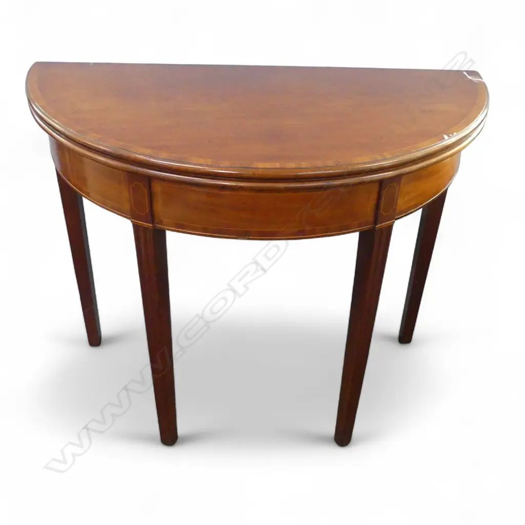 ANTIQUE DEMI LUNE FOLD OVER TOP CARD TABLE 910x450x715mm Image 1++