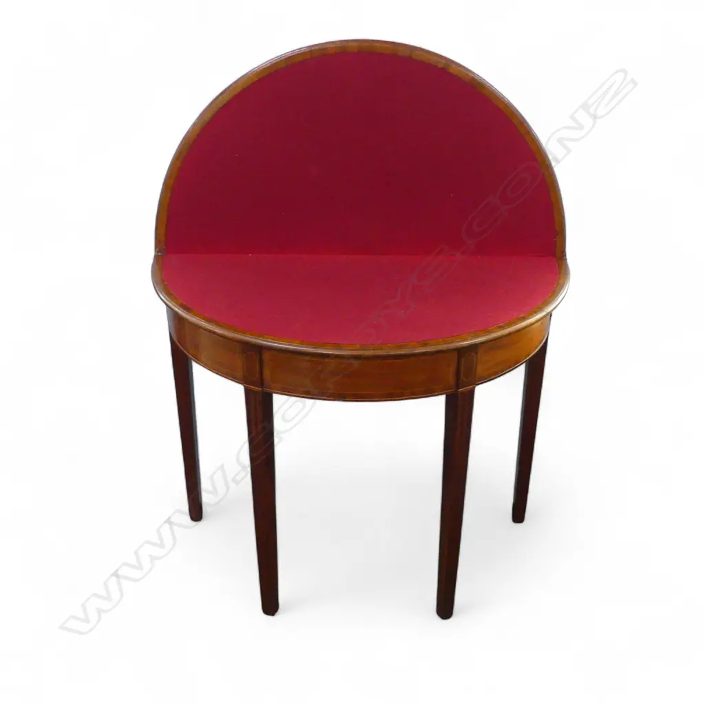 ANTIQUE DEMI LUNE FOLD OVER TOP CARD TABLE 910x450x715mm Image 1++