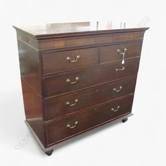 2 PART MAHOGANY CHEST OF DRAWERS 1260x600x1240mm
