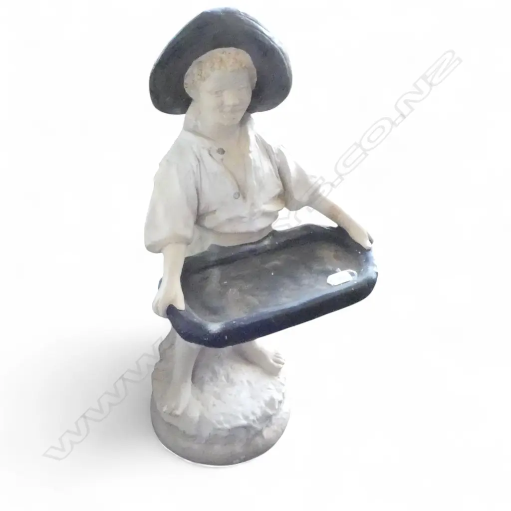 CONCRETE GARDEN ORNAMENT; BOY HOLDING TRAY H.800mm Image 1++