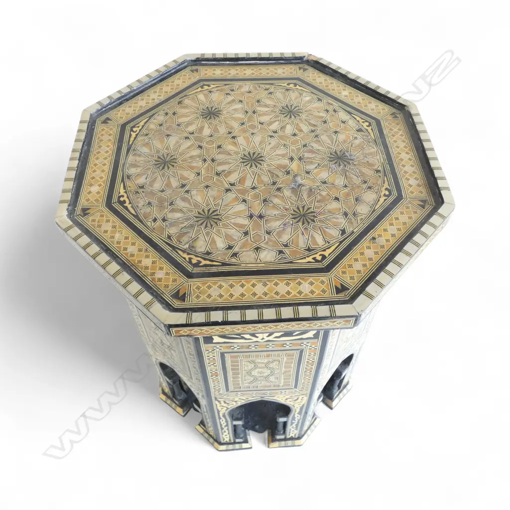 INLAID MIDDLE EASTERN OCTAGONAL SIDE TABLE H.530mm, 405mm dia Image 1++