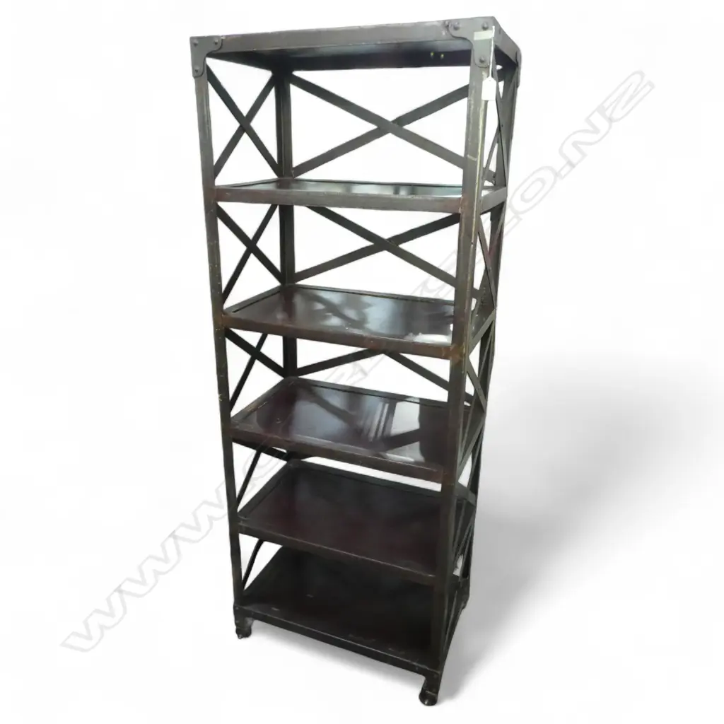 5 TIER INDUSTRIAL STYLE METAL SHELVES ON CASTORS 625x380x1620mm Image 1++
