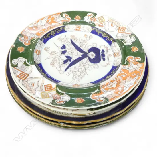 ROYAL DOULTON 'THE DOCTOR' PLATE, 2 ANTIQUE IMARI PLATES + 3 OTHERS faults