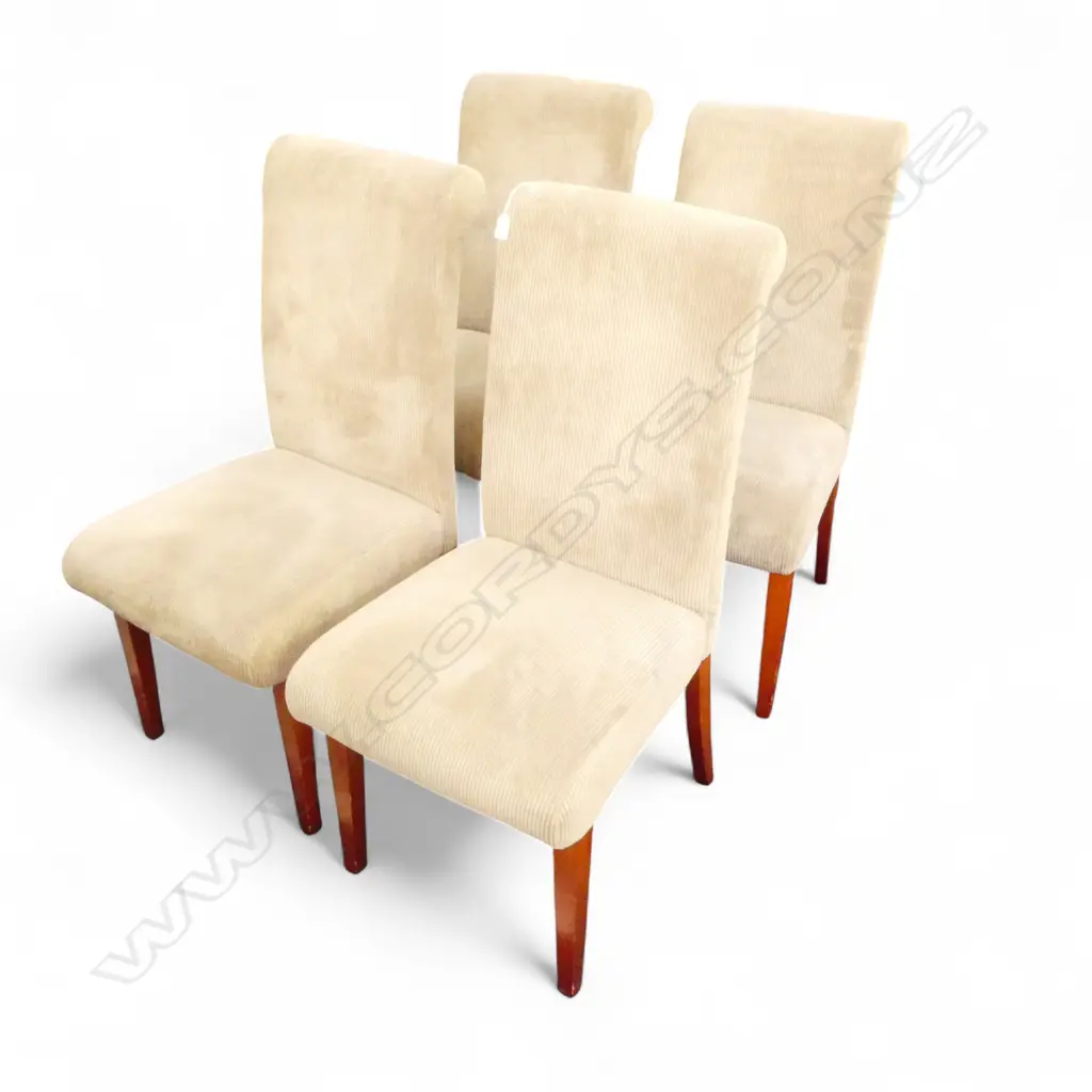 4 MODERN DINING CHAIRS, CORDUROY UPHOLSTERY Image 1++