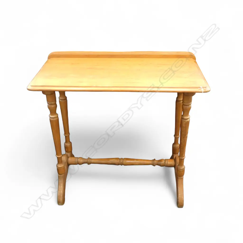 VINTAGE NZ NATIVE WOODS SIDETABLE TURNED FRAME H740 L880MM Image 1++