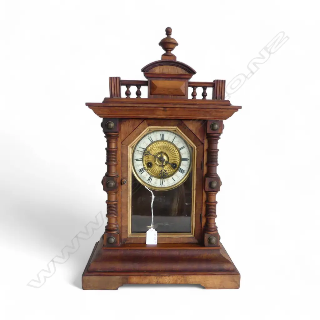 ANTIQUE WOODEN MANTLE CLOCK 340x185x555mm Image 1++