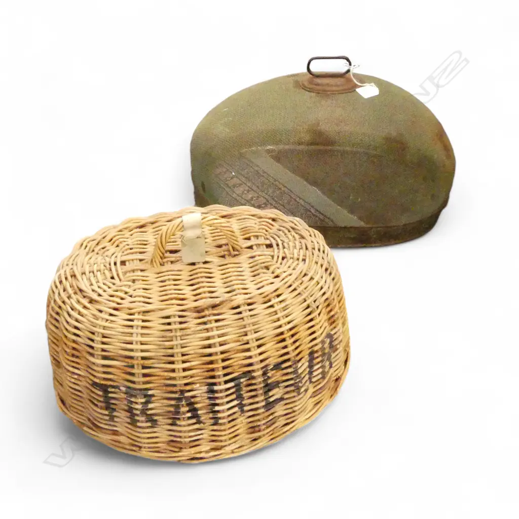 2 FOOD DOMES; WOVEN CANE & METAL MESH W.460mm Image 1++
