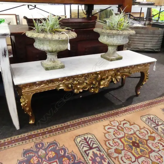 MARBLE TOPPED LOW TABLE (TOP REPAIRED) 1030x315x335mm