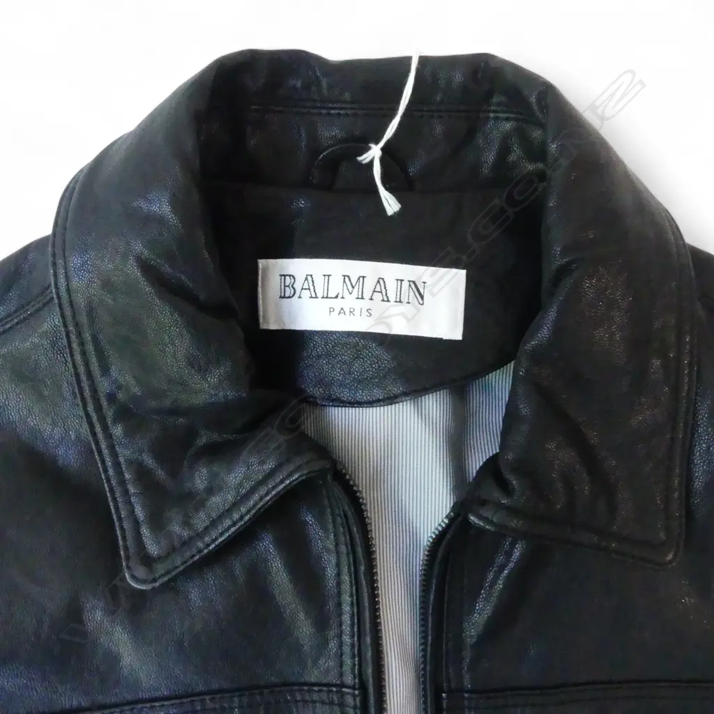 BALMAIN PARIS BLACK LEATHER BOMBER JACKET SIZE 50 Image 1++