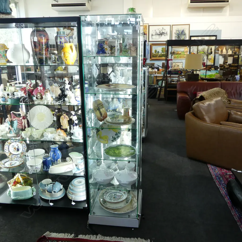 MODERN GLASS TOWER 5 SHELF DISPLAY CABINET H1780 W490MM Image 1++