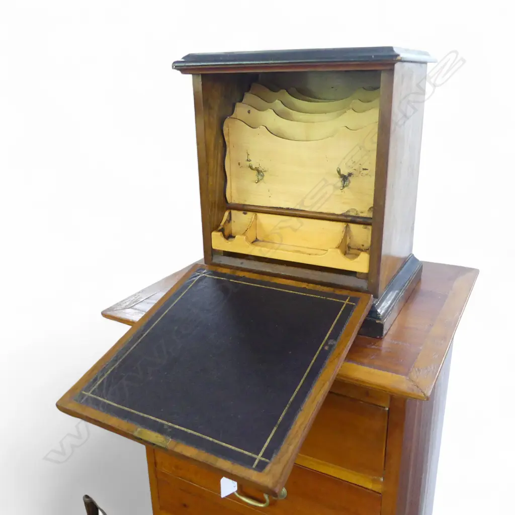 VICTORIAN WALNUT CORRESPONDENCE WRITING BOX LEATHER SLOPE H330 W290MM Image 1++