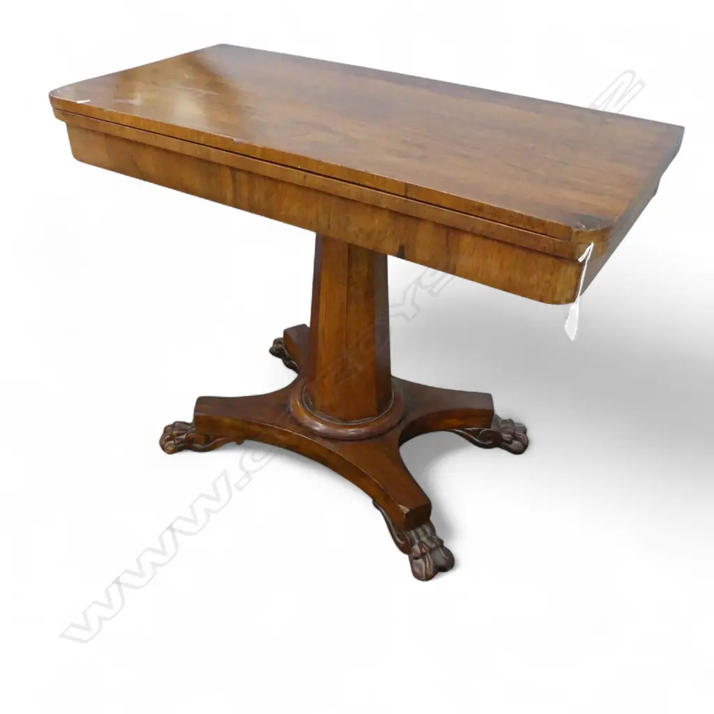ANTIQUE PEDESTAL CARD TABLE 920x455x705mm top marked/repaired Image 1++