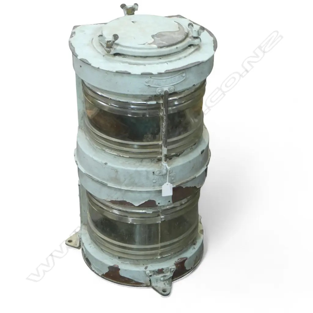 DOUBLE HEIGHT SHIPS MASTHEAD LAMP, PAINTED COPPER. H.640mm Image 1++