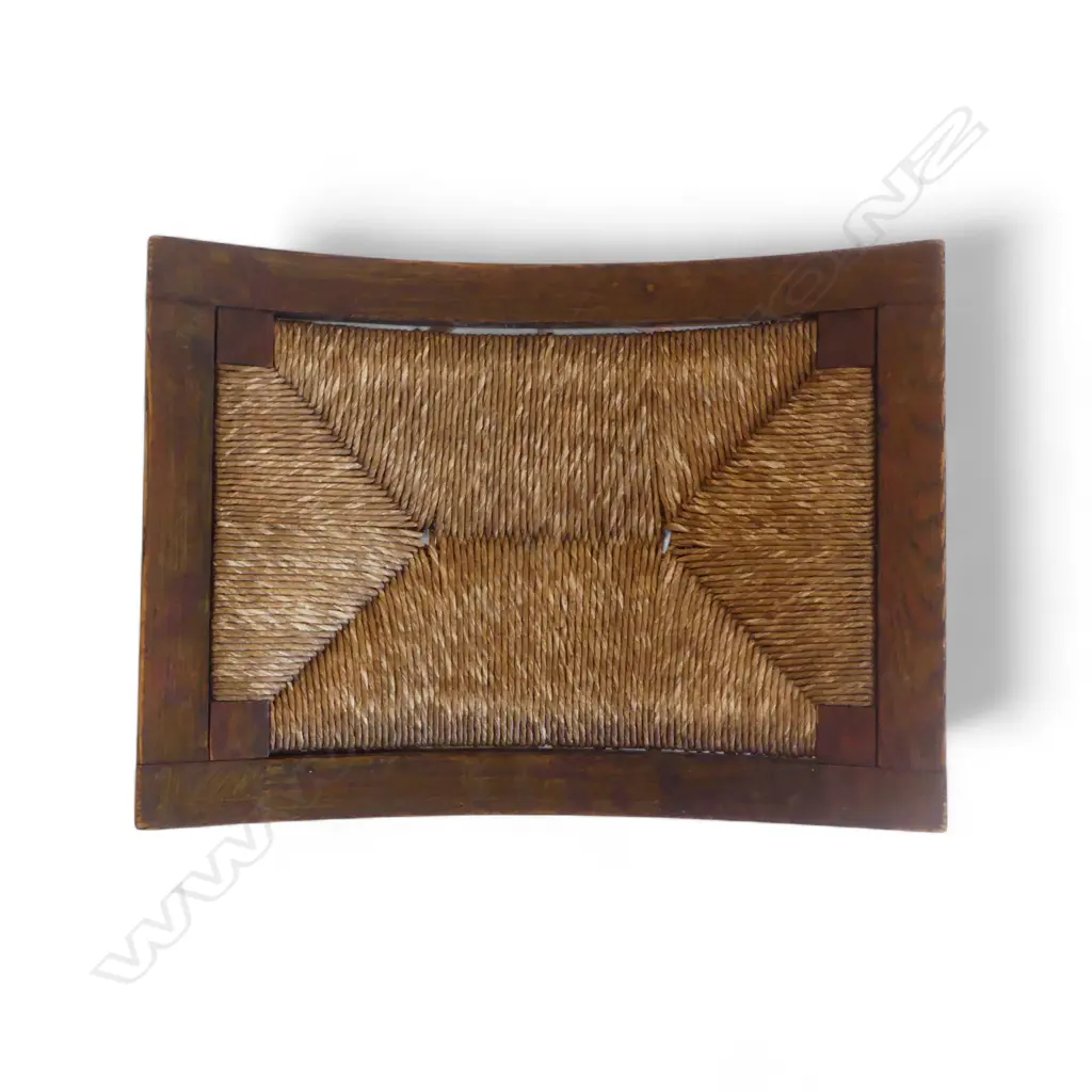 WOODEN STOOL, CANED SEAT 550x350x420mm 1 LEG w. SLIGHT DAMAGE Image 1++