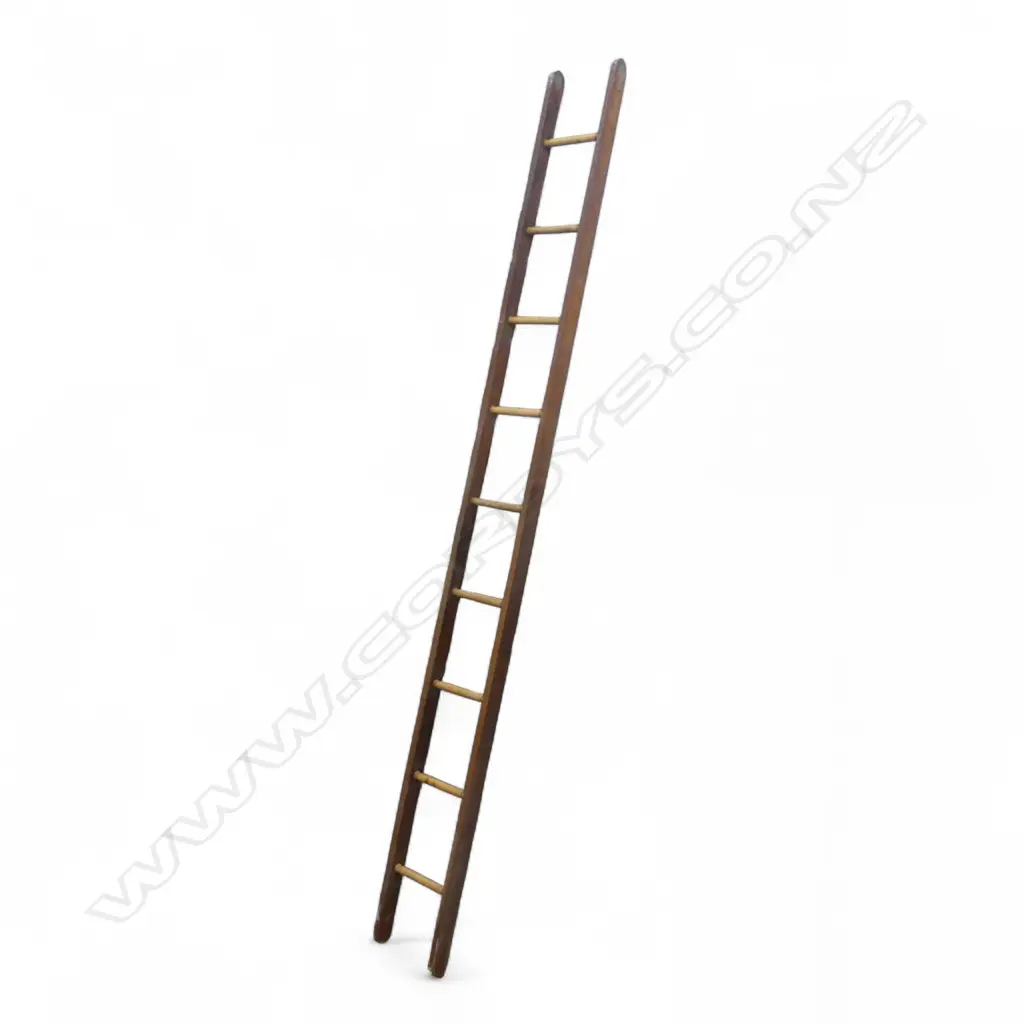 VINTAGE WOOD LIBRARY LADDER H2440MM Image 1++