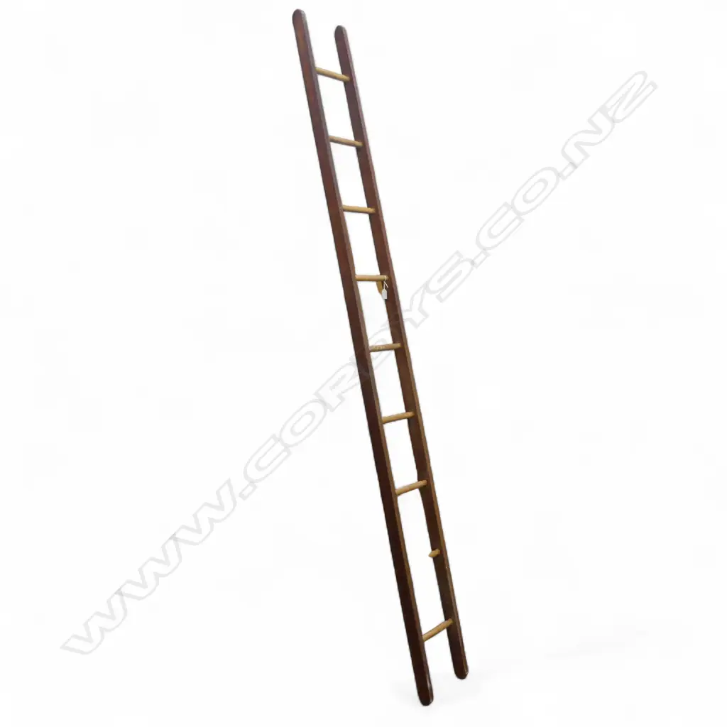 VINTAGE WOOD LIBRARY LADDER H2440MM Image 1++