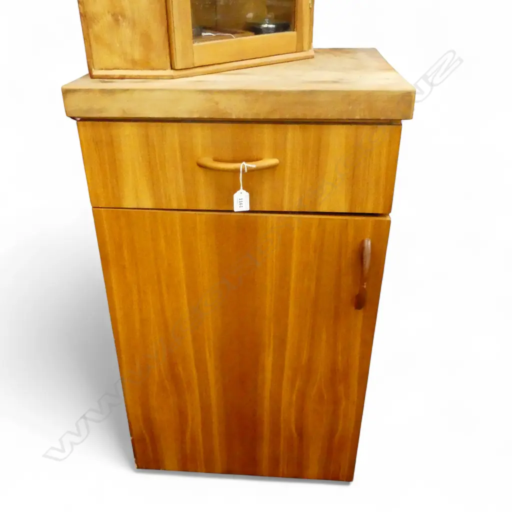 CUSTOM LAMINATE CABINET ON CASTERS w. BUTCHERS BLOCK 570x430x915mm Image 1++