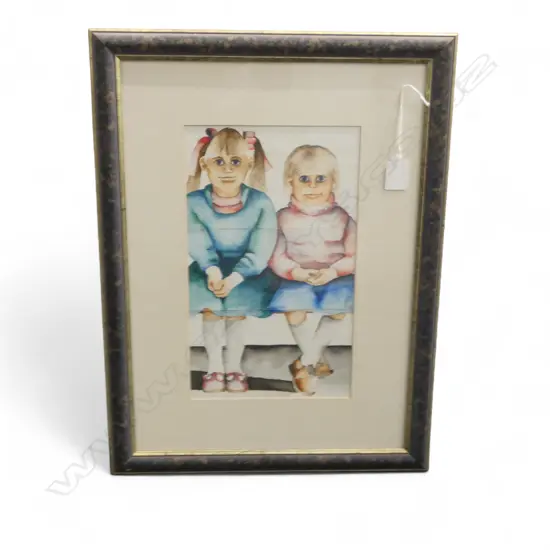 ARTIST UNKNOWN SISTERS WATERCOLOUR 320 X 185MM