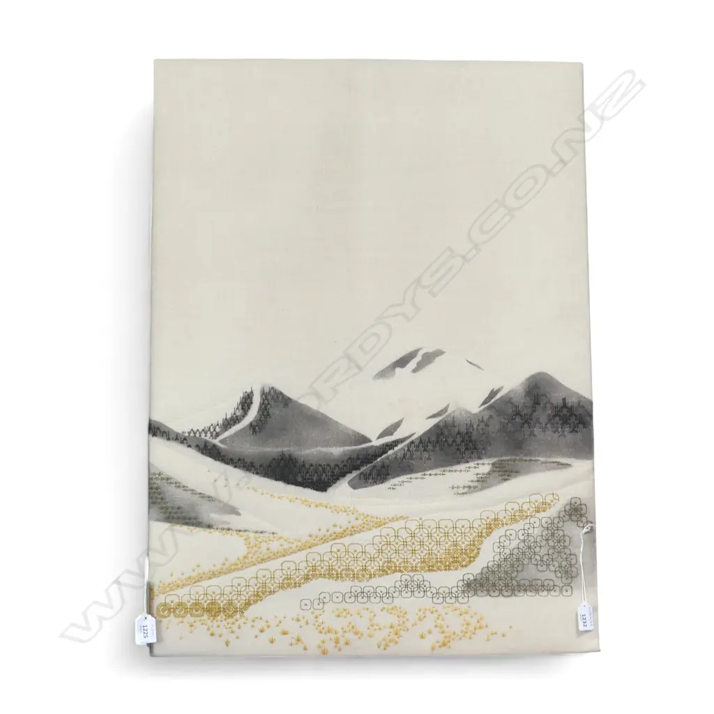 FABRIC ARTWORK MOUNTED ON BOARD TUSSOCK HIGH COUNTRY H800 L580MM Image 1++