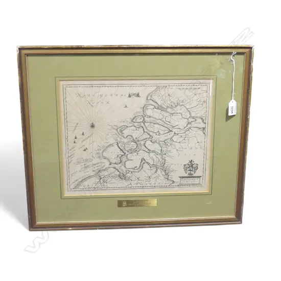 ANTIQUE FRAMED MAP OF ZEALANDIA H270 W350MM