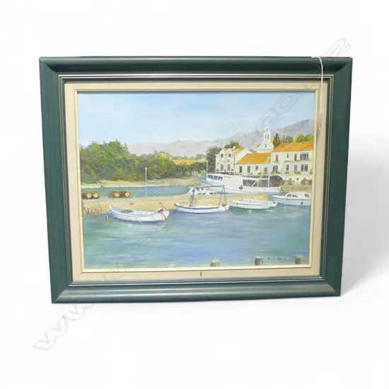 OIL ON BOARD COSTAL SCENE SIGNED ENID BROOK H340 L440MM