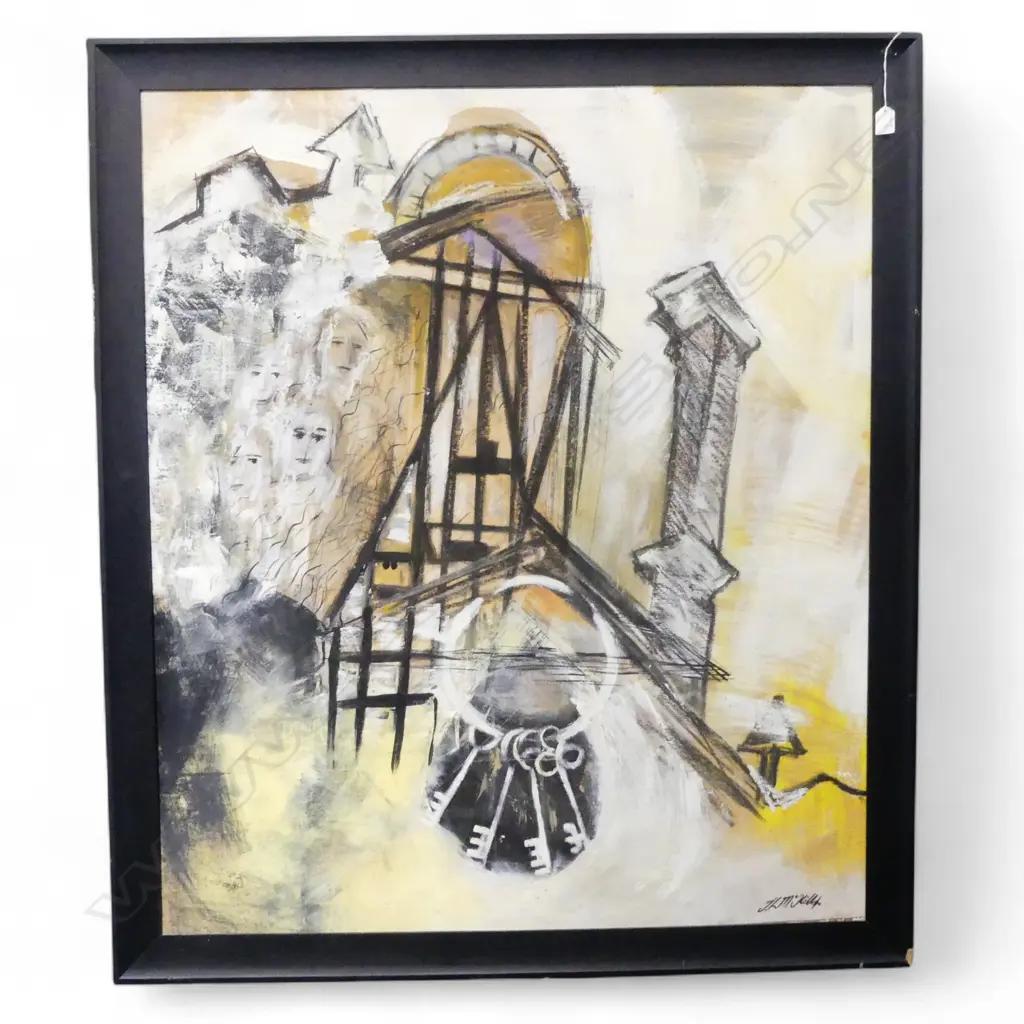 LARGE MODERN ARTWORK MT EDEN PRISON SIGNED JL MCCILLOP Image 1++