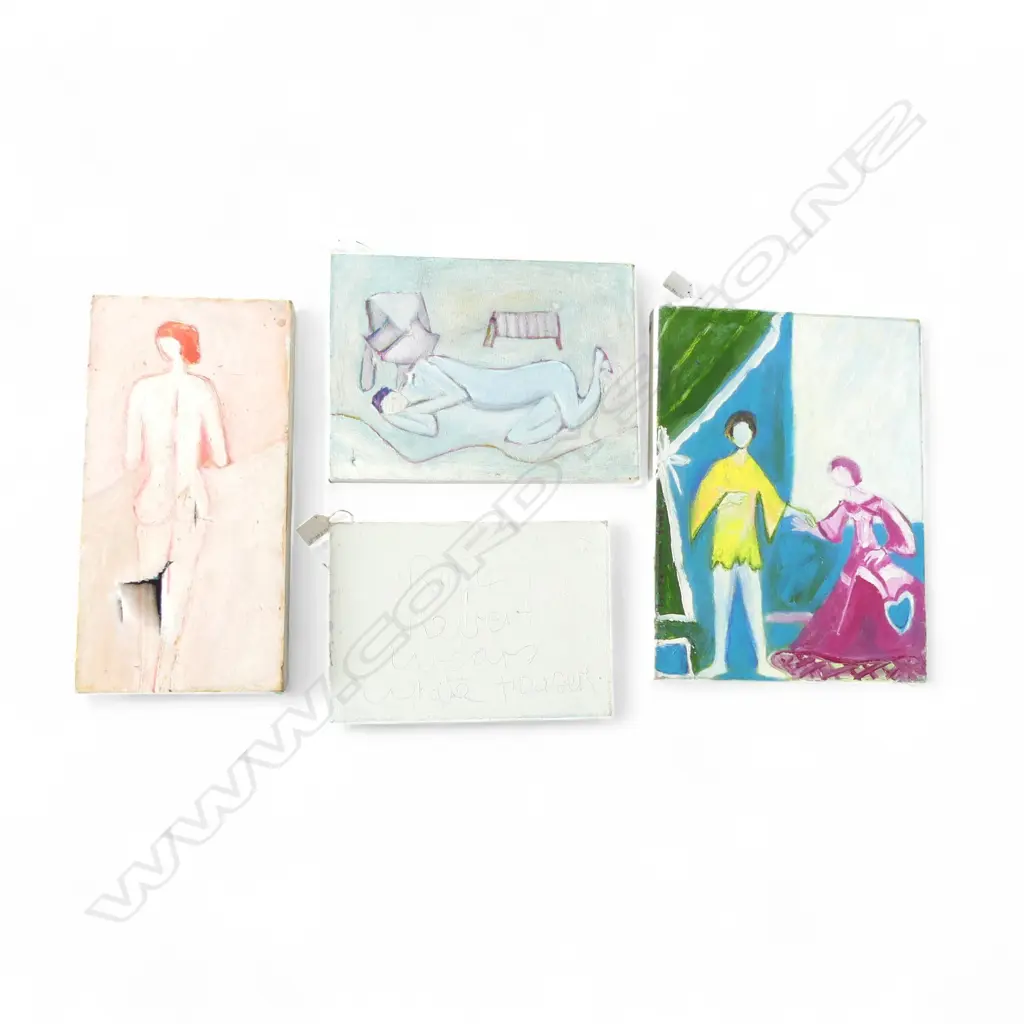 LEE FELTHAM, PORTRAITS AND NUDES, ACRYLIC ON CANVAS  x 4 (ONE DAMMAGED), LGST 400 X 300MM provenance below Image 1++