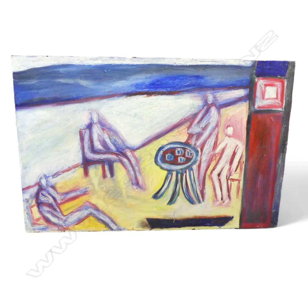 LEE FELTHAM, THE CAFE, ACRYLIC ON BOARD, 800 X 1200MM provenance below Image 1++