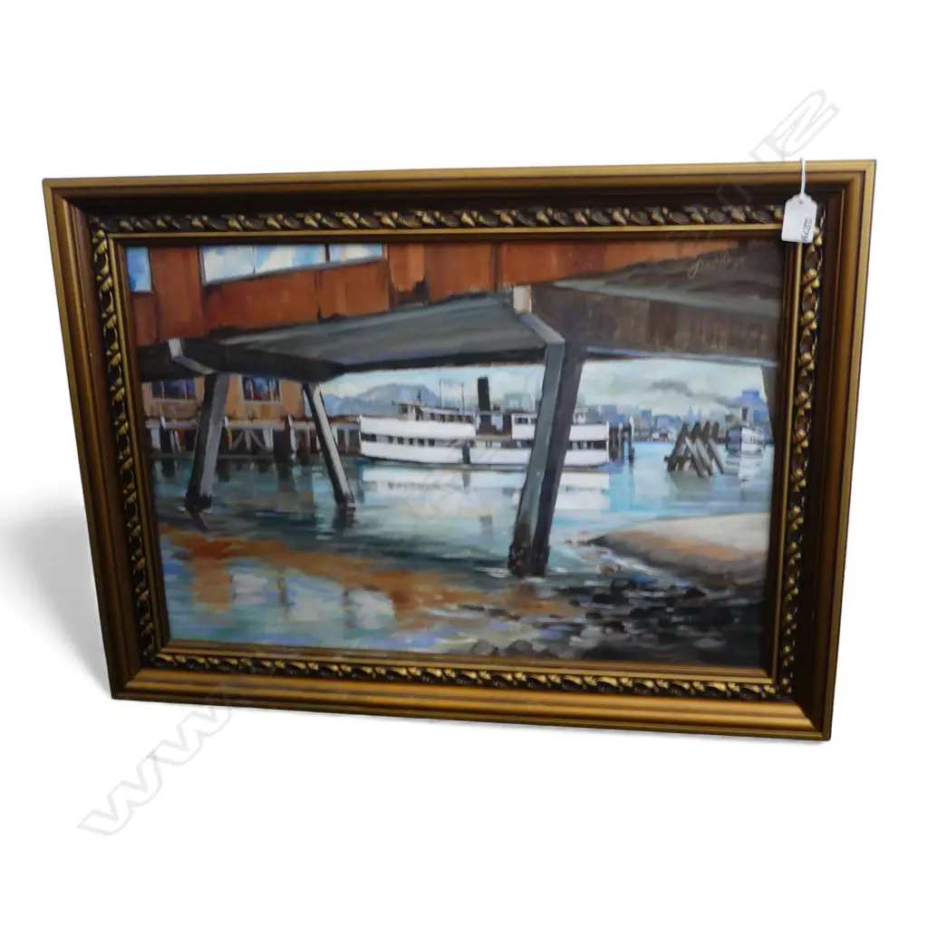 ARTIST UNKNOWN, DEVONPORT FERRY TERMINAL, OIL ON BOARD, 390x585mm Image 1++