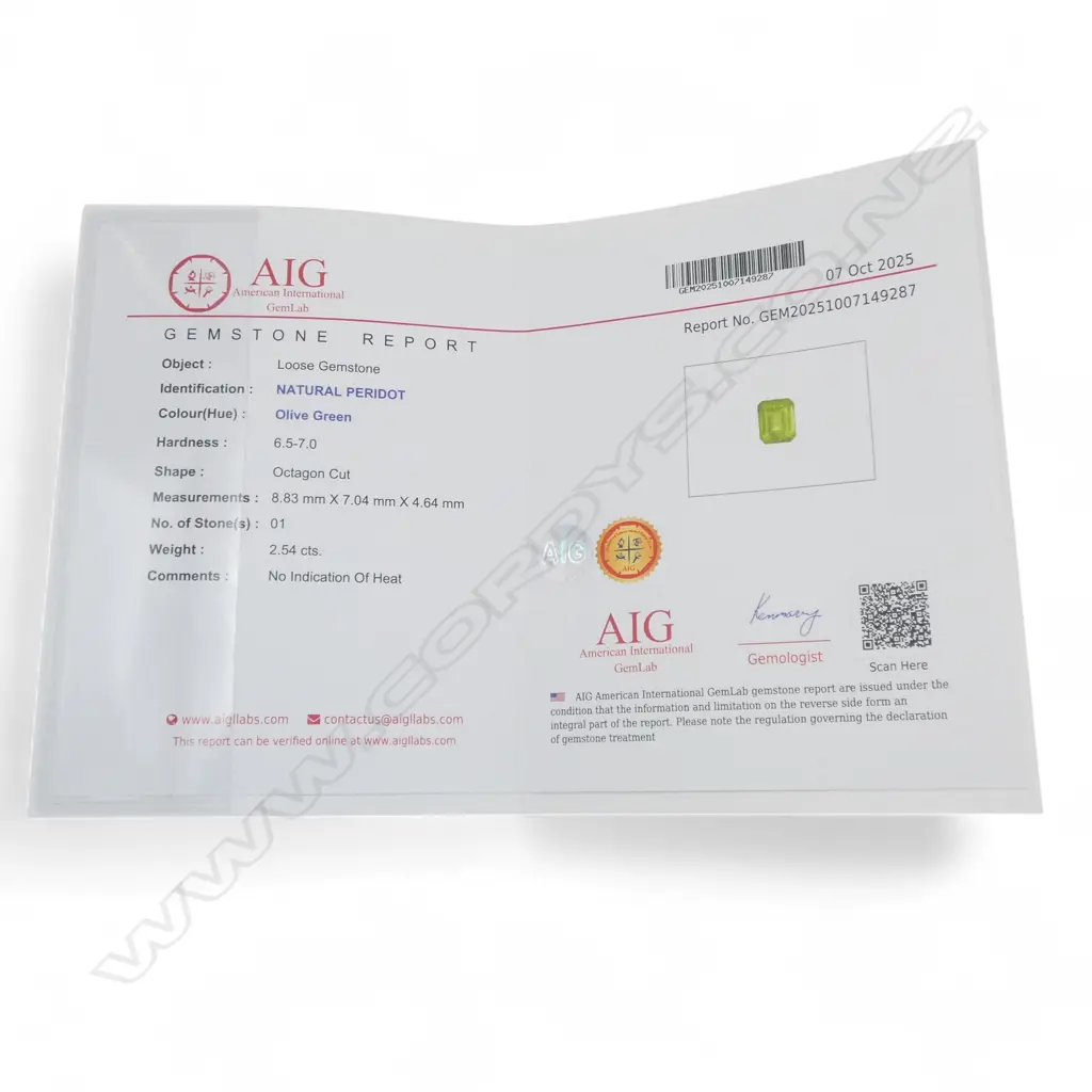 PERIDOT SET SILVER RING, AIG REPORT, adjustable size Image 1++