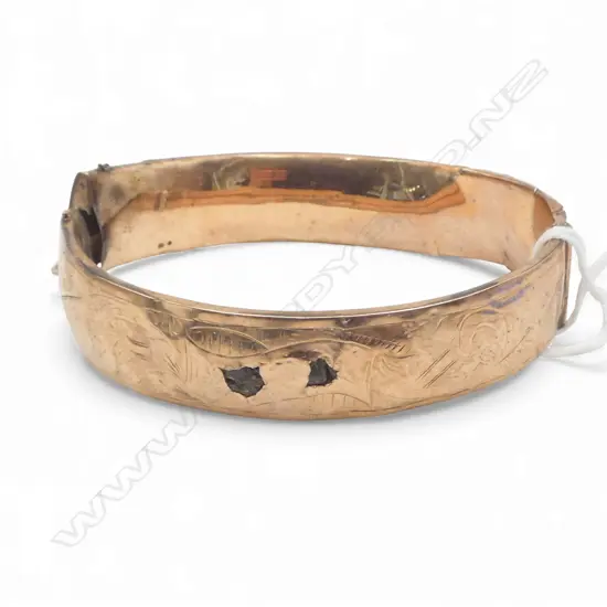 9ct GOLD FILLED HINGED BANGLE scrap only v. distressed 16.98gms