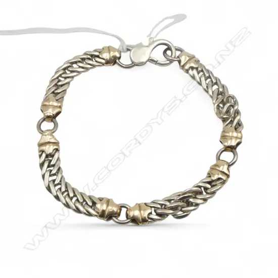 9ct TWO TONE GOLD DESIGNER BRACELET 21.6gms
