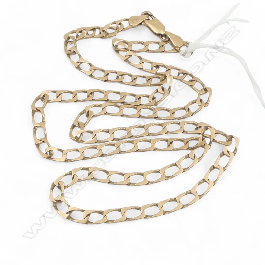 9ct GOLD flat link NECK CHAIN L.520mm 9gms Image 1++