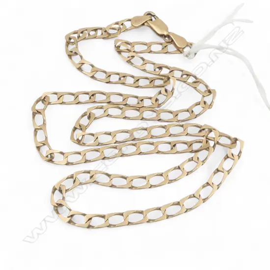 9ct GOLD flat link NECK CHAIN L.520mm 9gms