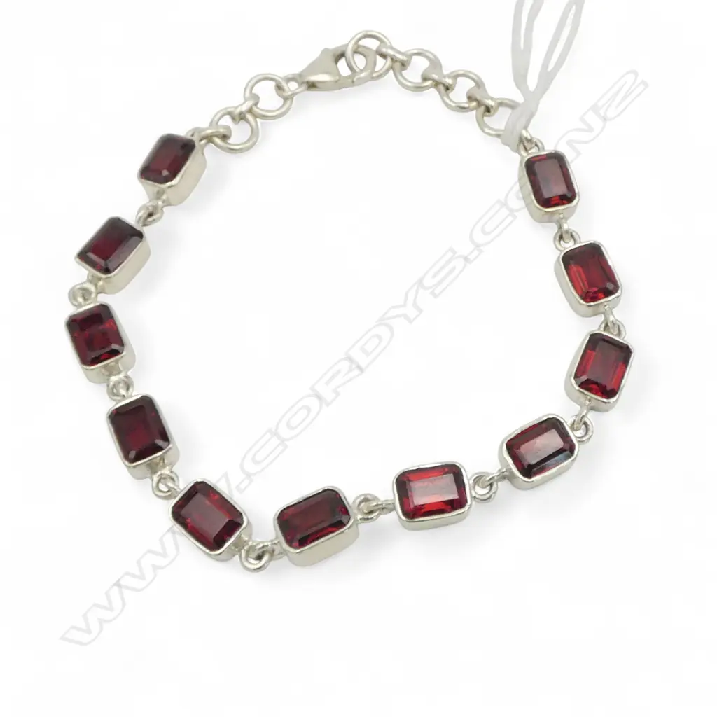 SILVER & GARNET BRACELET  Image 1++