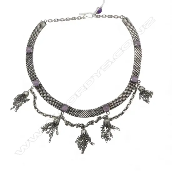 SILVER & AMETHYST CHOKER NECKLACE