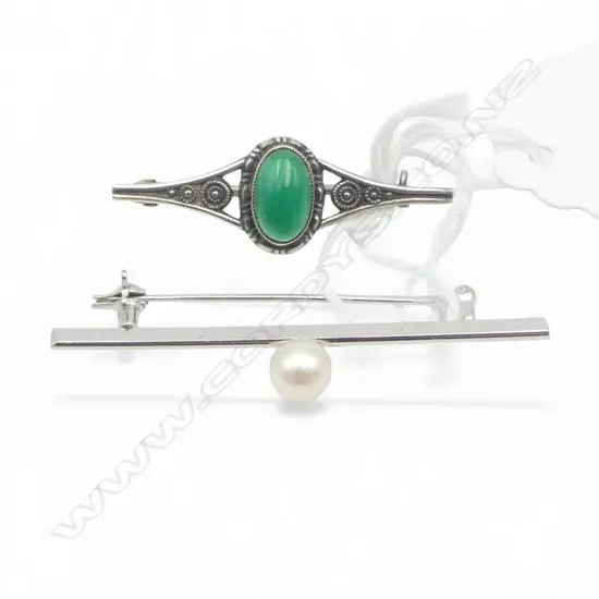 TWO SILVER BAR BROOCHES