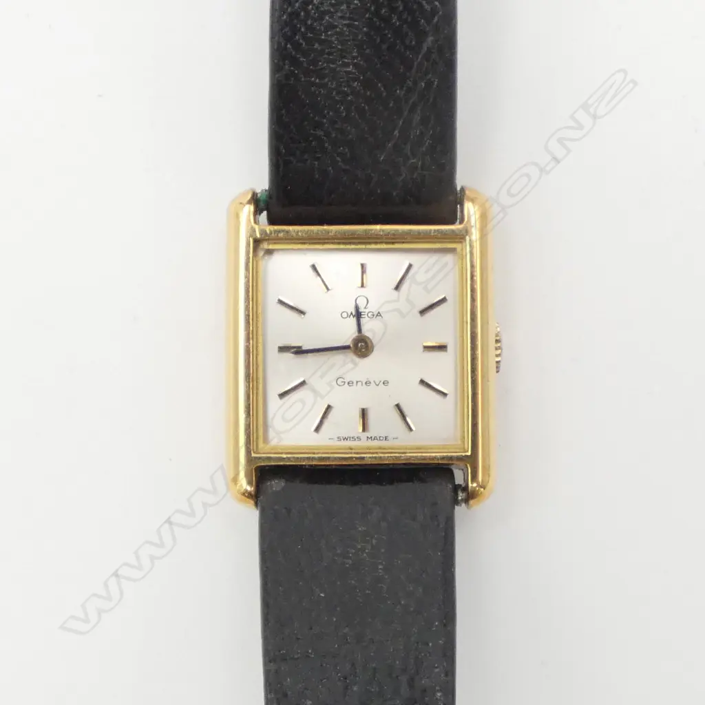 RETRO OMEGA LDS GOLD PLATED GENEVE DRESS WATCH manual wind original strap Going Image 1++