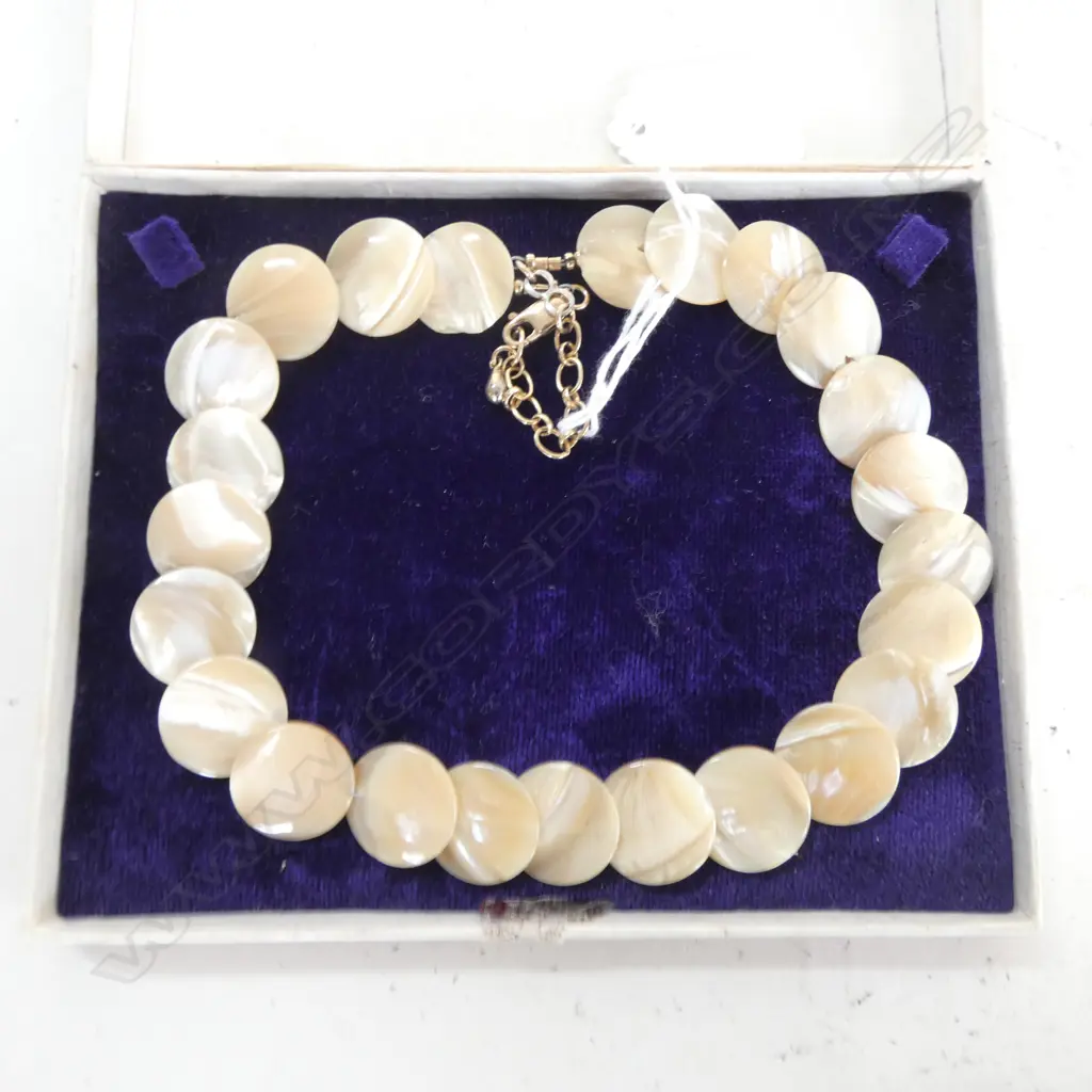 MOP DISC NECKLACE, 9ct CLASP & CHAIN Image 1++