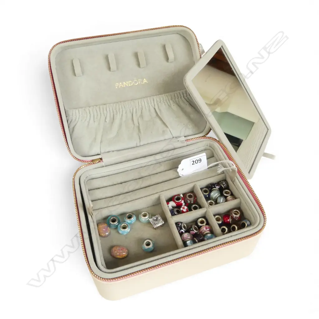 32 ASST. CHARMS (PANDORA ETC) + 2 FAUX OPALS & 925 CZ PENDANT ALL IN PANDORA JEWELLERY BOX Image 1++