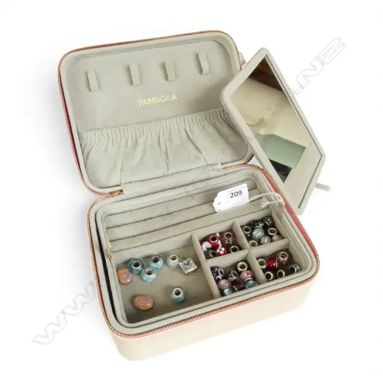 32 ASST. CHARMS (EVOLVE ... ETC) + 2 FAUX OPALS & 925 CZ PENDANT ALL IN PANDORA JEWELLERY BOX