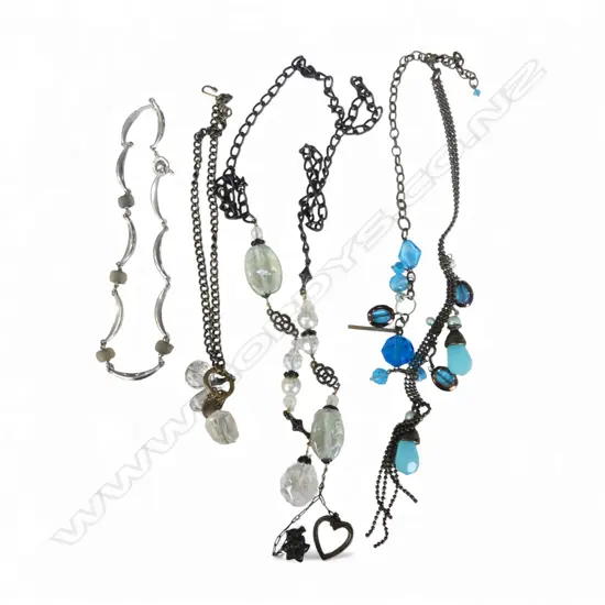 4 COSTUME NECKLACES 