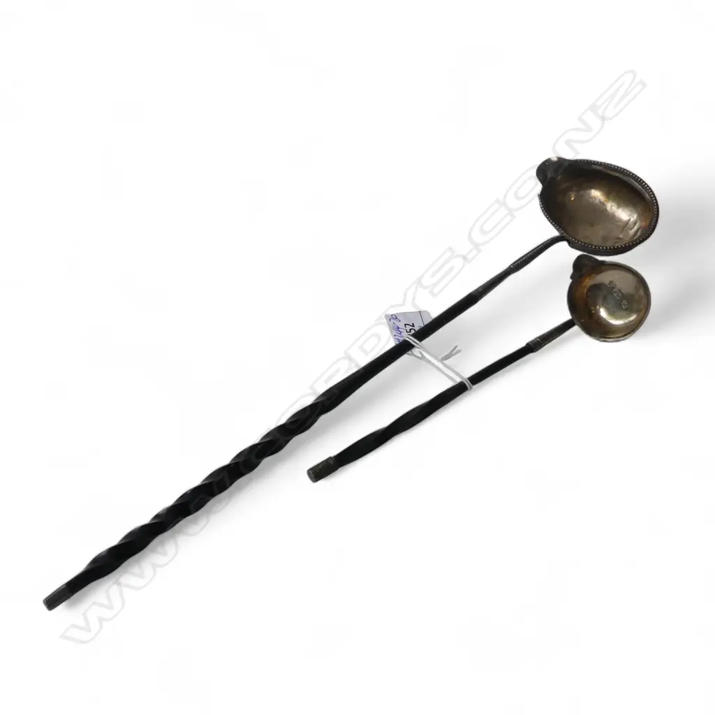 2 GEORGE III SILVER & BALLEEN TODY LADDLES 1 beaded edge Image 1++