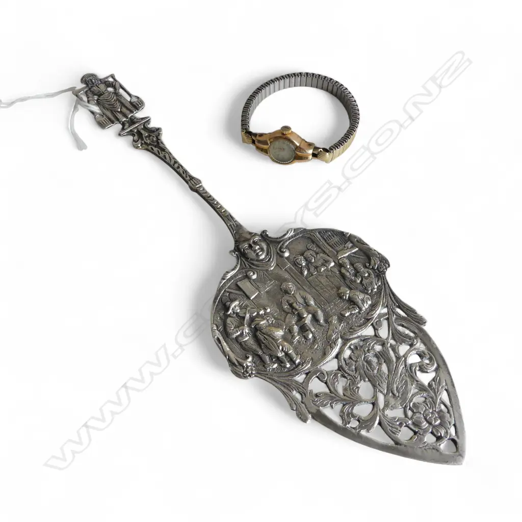 SILVER PLATED SERVING SPOON (TESTED) L.220mm + GP LADIES WRIST WATCH Image 1++