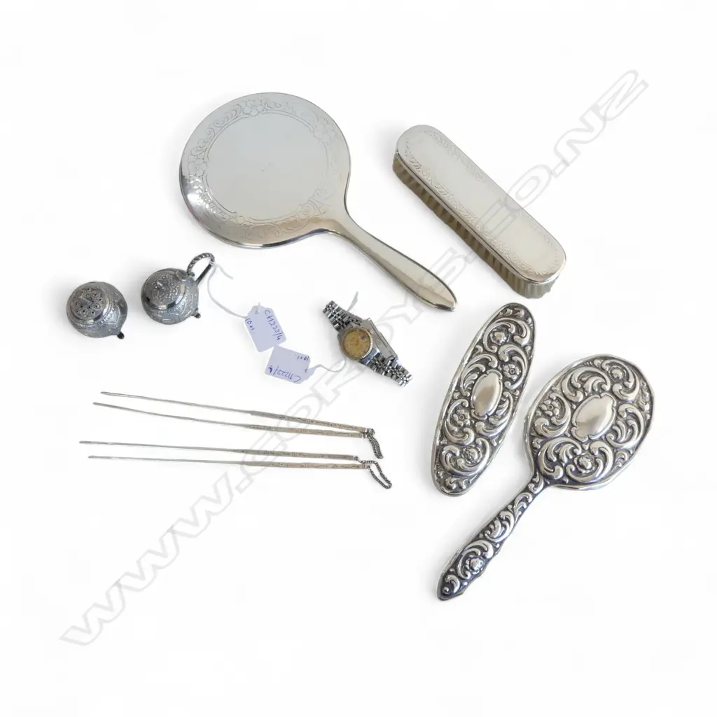 10 PCES SILVER PLATE - CHOPSTICKS POSSIBLY SILVER + FAUX ROLEX OYSTER PERPETUAL WRIST WATCH Image 1++